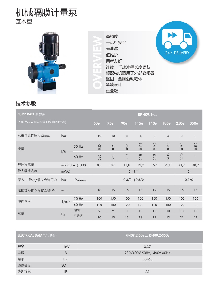 基础性机械隔膜计量泵RF409.2(大于50)P2
